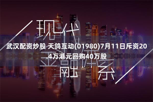 武汉配资炒股 天鸽互动(01980)7月11日斥资20.4万港元回购40万股